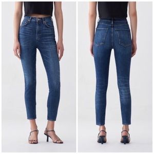 AgoldE Roxanne super high rise skinny jeans raw